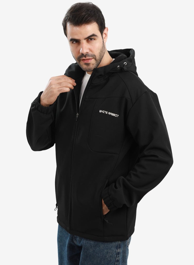 White Rabbit Men’s Softshell Water-Resistant Jacket – Full Zip Hooded Design - Image 2